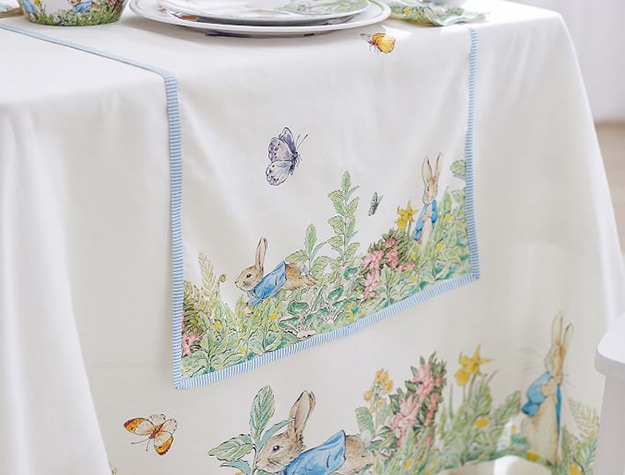 Peter Rabbit garden tablecloth.