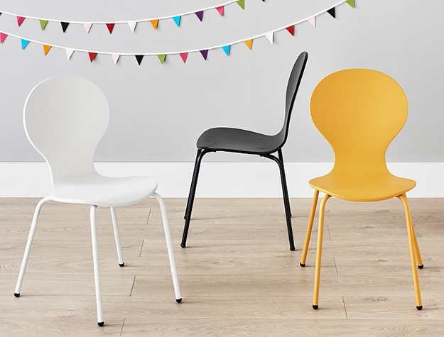Colorful set of scoop-play-chairs.