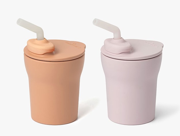 Two Miniware sippy cups with straws.