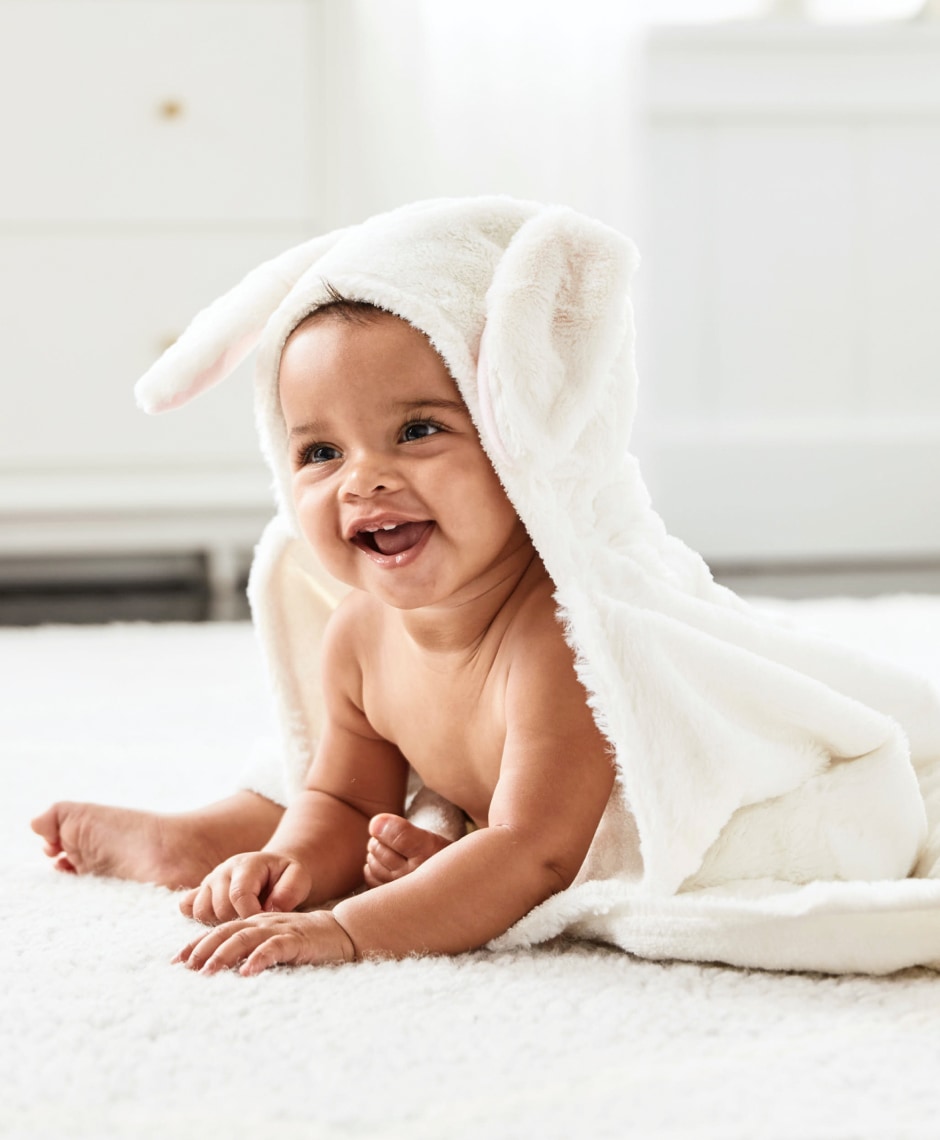 Faux-Fur Animal Baby Hooded Towels