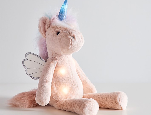 Pink, light up plush unicorn stuffed animal
