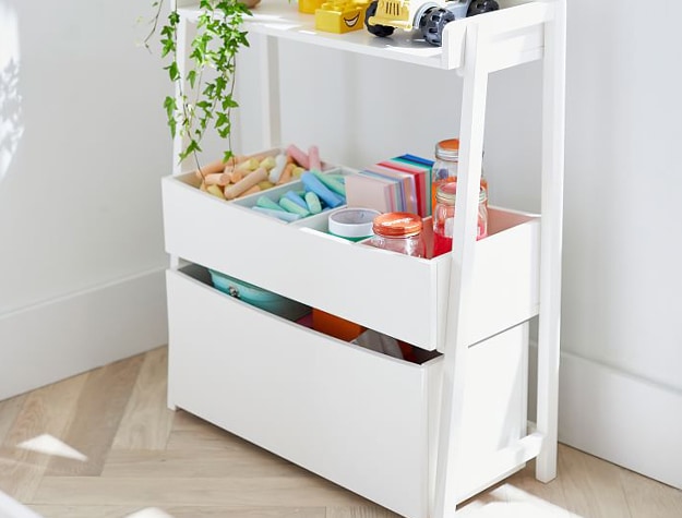 Angled catch-all bookcase for maximum storage space