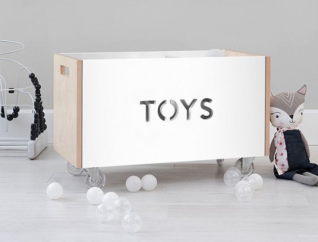 White wooden toy box