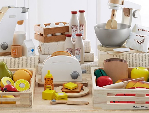 Colorful Wooden Food Set.
