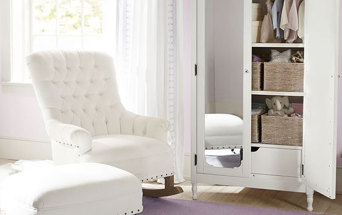 Juliette kids’ armoire with toy baskets