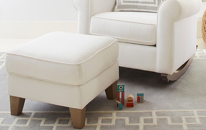 Comfort slipcovered swivel glider ottoman