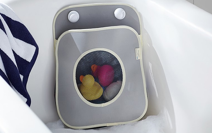 Gray tubby bath toy organizer