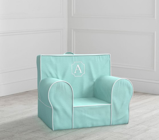 Anywhere Chairs Pottery Barn Kids   My First Aqua With White Piping Anywhere Chair C 