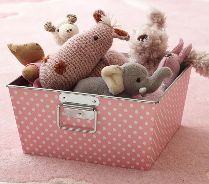 Girls' Polka Dot Metal Storage Bin Pottery Barn Kids