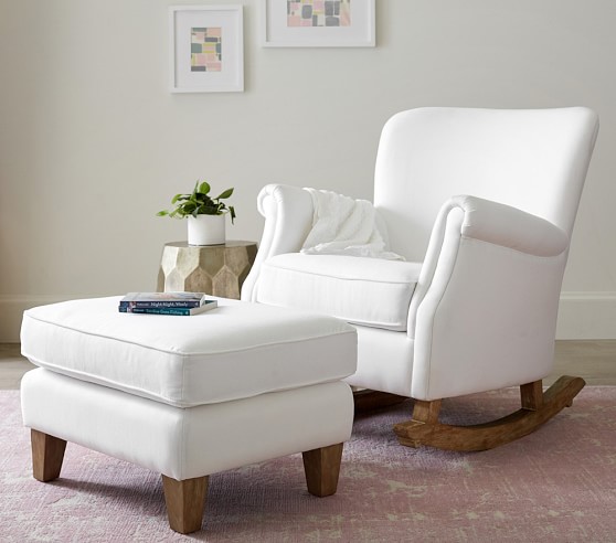 upholstered rocking chair with ottoman