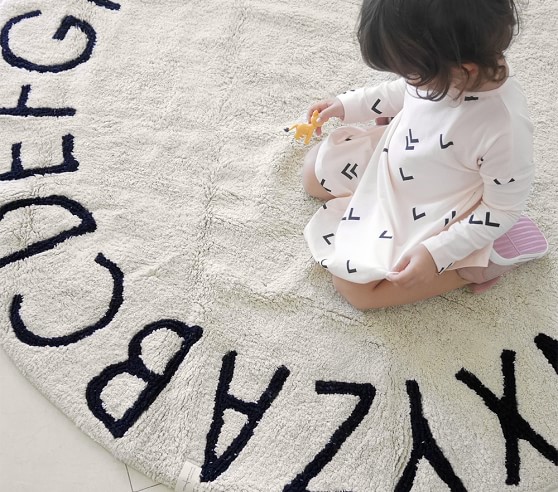 Lorena Cs Washable Abc Round Modern Kids Rug Pottery Barn Lorena Cs Washable Abc Round Modern