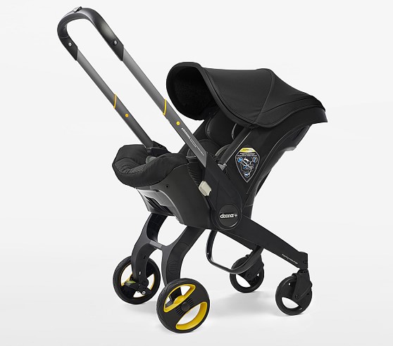 car seat transforms into a stroller in seconds