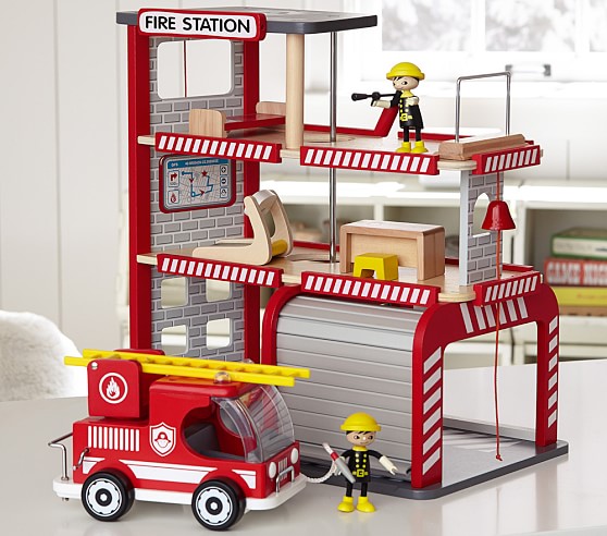 wooden fire station playset