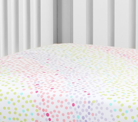 rainbow polka dot crib sheet