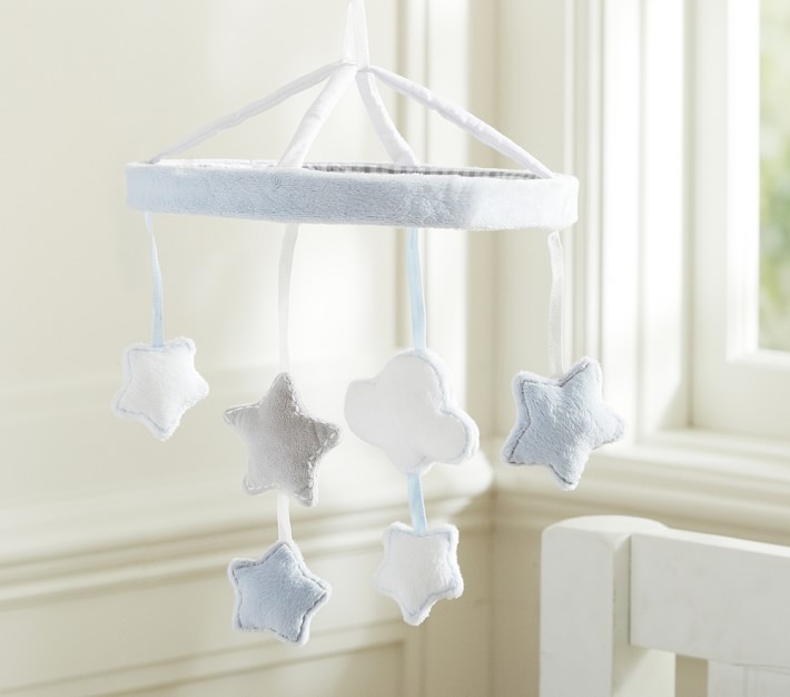 baby blue cot mobile