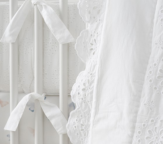 white eyelet crib bedding