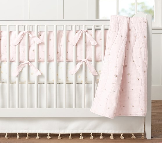 pink and gold cot bedding