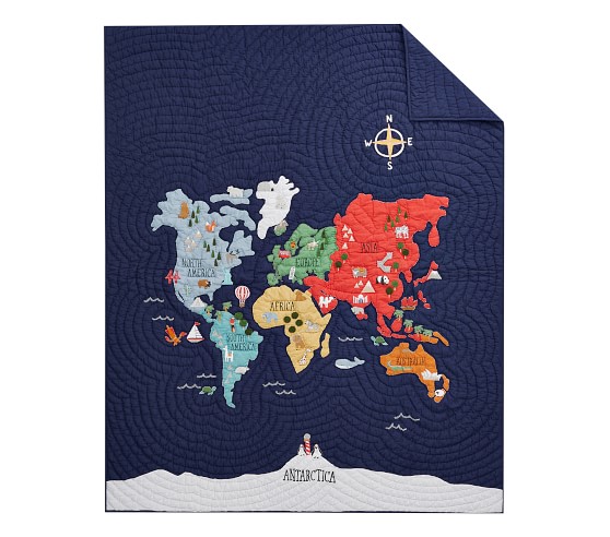 Pottery Barn World Map World Map Quilt & Shams | Pottery Barn Kids