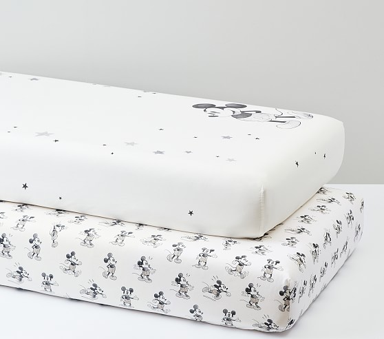 Disney Mickey Mouse Organic Crib Fitted Sheet Bundle Set Of 2 Pottery Barn Kids - Disney Crib Bedding Black And White Disney Mickey Mouse Organic Crib Fitted Sheet Bundle Set Of 2 Pottery Barn Kids - Disney Crib Bedding Black And White