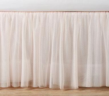$179 NEW Pottery Barn Monique Lhuillier LACE Applique BED SKIRT White Tulle TWIN