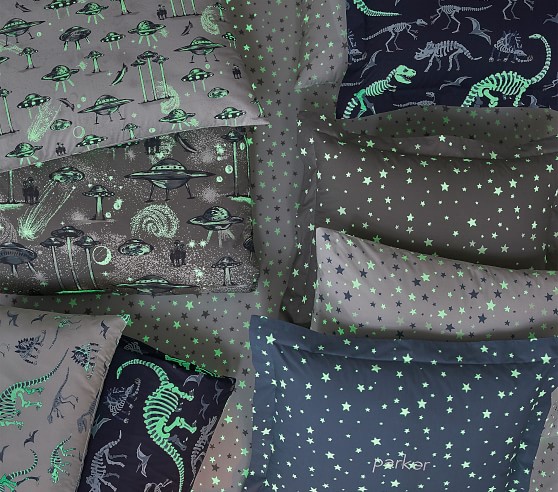 Organic Dinosaur Bones Glow In The Dark Kids Duvet Cover Pottery Barn Kids