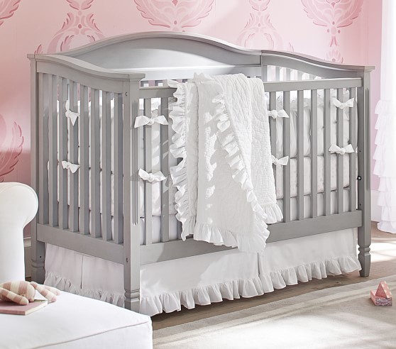 white ruffle crib bumper