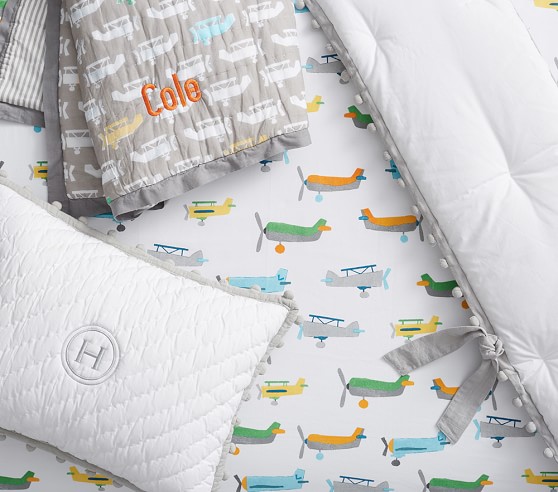 Asher Airplane Crib Sheets | Pottery 