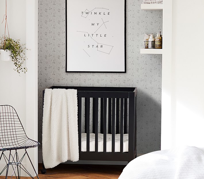 small gray crib