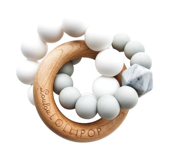 silicone and wood teether