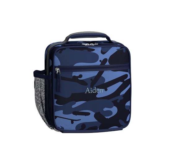 blue camo lunch bag