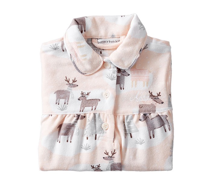 Holiday Deer Girls Flannel Nightgown Pottery Barn Kids