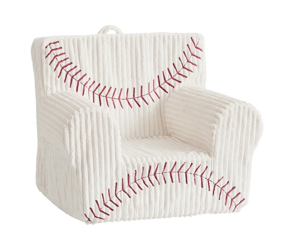 White Baseball Corduroy Anywhere Chair Kids Armchair Pottery Barn Kids