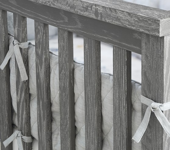 gray wood crib