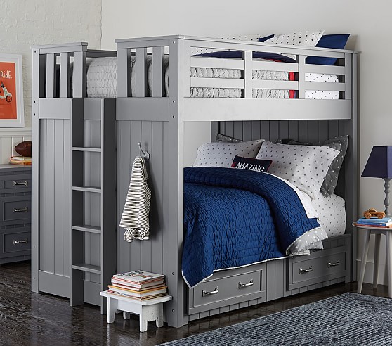 grey full over full bunk beds