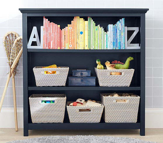 small white bookshelf nursery