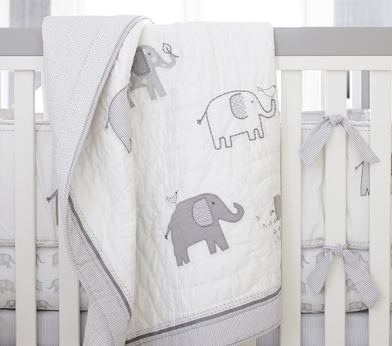 grey elephant crib bedding