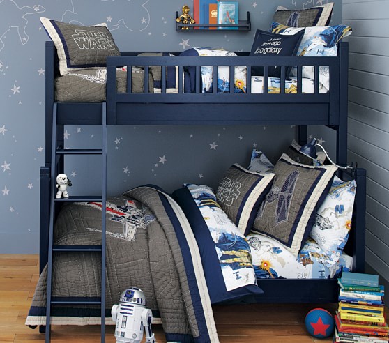 blue bunk beds twin over full