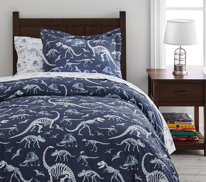 Organic Dinosaur Bones Glow In The Dark Kids Duvet Cover Pottery Barn Kids