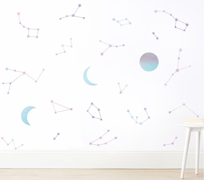 Tempaper Iridescent Constellations And Moon Peel And Stick Decals Pottery Barn Kids