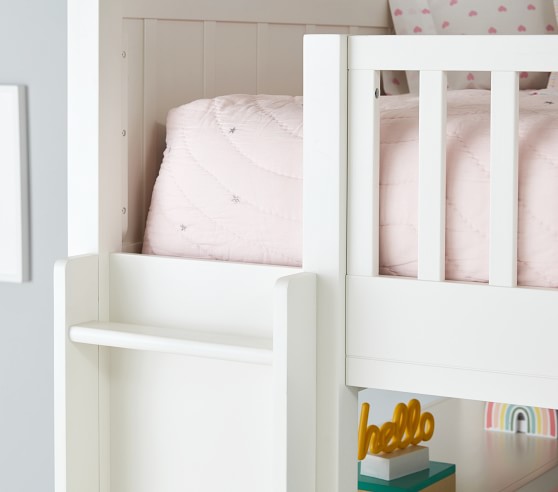 bunk bed with crib on bottom on Camp Full Loft Bed Pottery Barn Kids