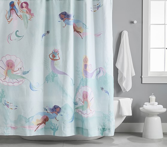 Mermaid Kids Shower Curtain Pottery, Shower Curtain For Kids