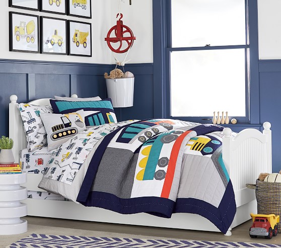pottery barn construction bedding