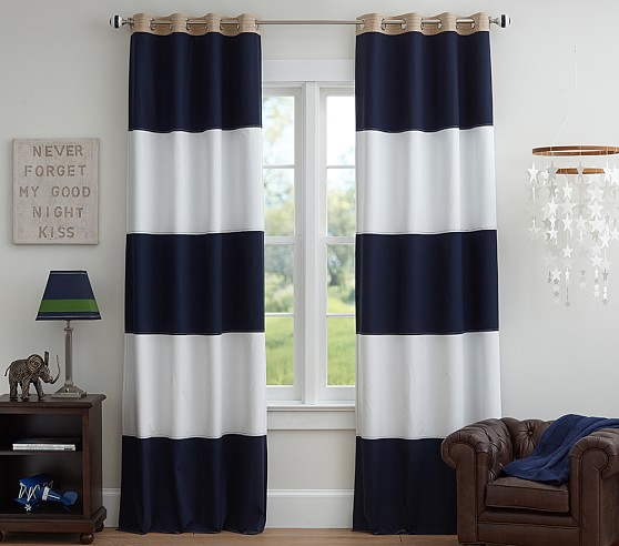Rugby Kids Blackout Curtain Pottery Barn Blackout Curtain Pottery Barn Kids, Rugby Stripe Curtains