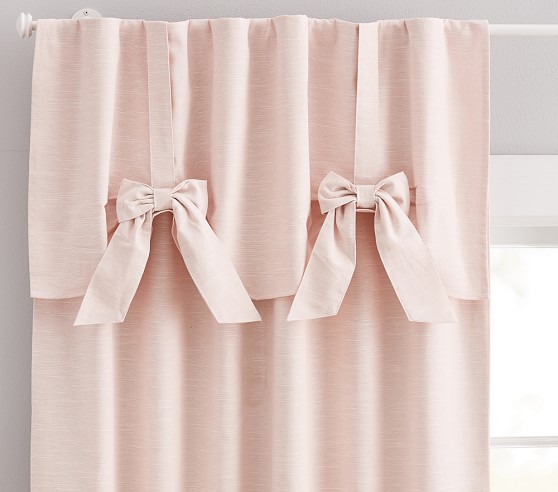 Evelyn Linen Blend Bow Valance Kids Blackout Curtain Pottery Barn Evelyn Linen Blend Bow Valance Kids, Pink Valance Curtains