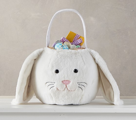 White Bunny Puffy Easter Basket 