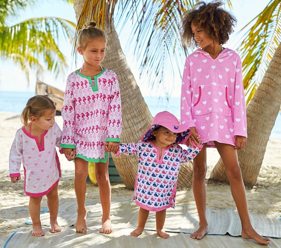 Pink Heart Terry Kids Swim Cover Up Pottery Barn Kids