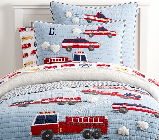 Wyatt Fire Truck Kids Quilt Pottery Barn Wyatt Fire Truck Kids Quilt Pottery, Twin Fire Truck Bedding