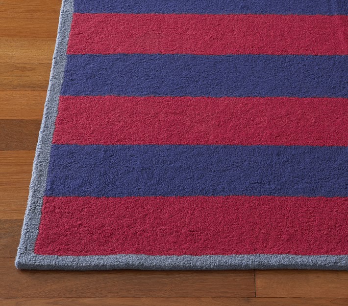 Red Navy Rugby Stripe Rug Swatch Pottery Barn Kids