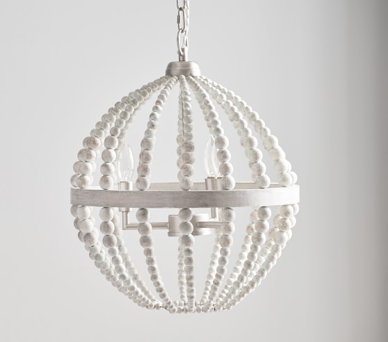 grey wood bead chandelier