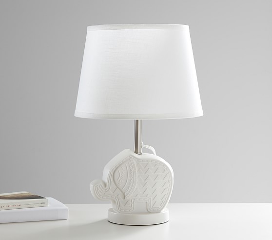Embossed Bisque Elephant 3 Way Lamp, Three Way Table Lamps